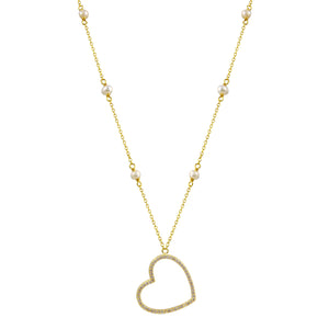 Sparkle Pearl Heart Necklace