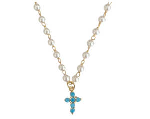 Sky Pearl Cross Necklace