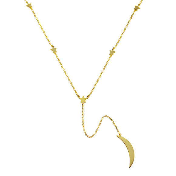 Star and Moon Lariat Necklace