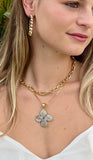 Mother of Pearl Cross Charm Necklace