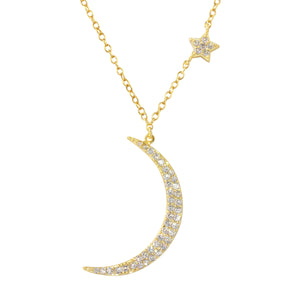 Sparkling Moon and Star Necklace