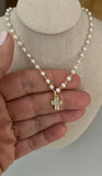 Dainty Pearl Cross Necklace
