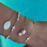 Sideways Pearl Cross Bracelet