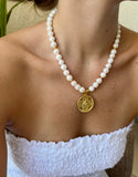 Pearl Cross Pendant Necklace