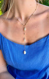 Three Pearl Lariat Necklace