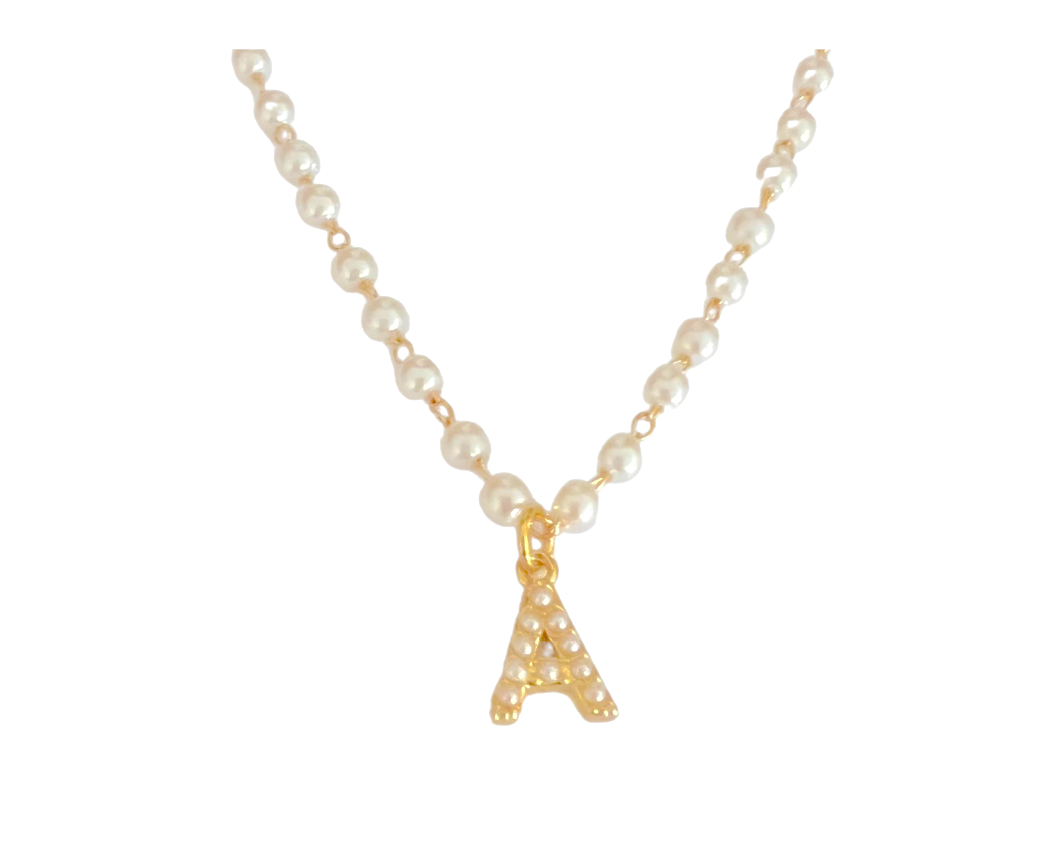 Pearl initial Necklace – LiaBella