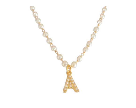 Pearl initial Necklace