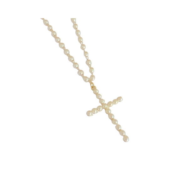 Faith Cross Pearl Necklace