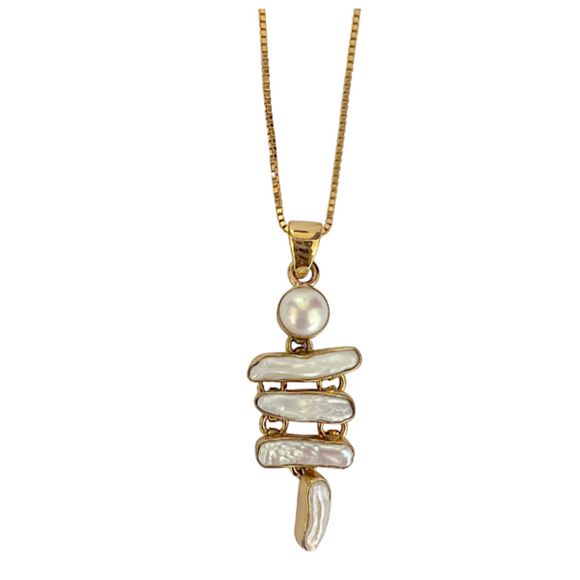 Golden Pearl Drop Necklace
