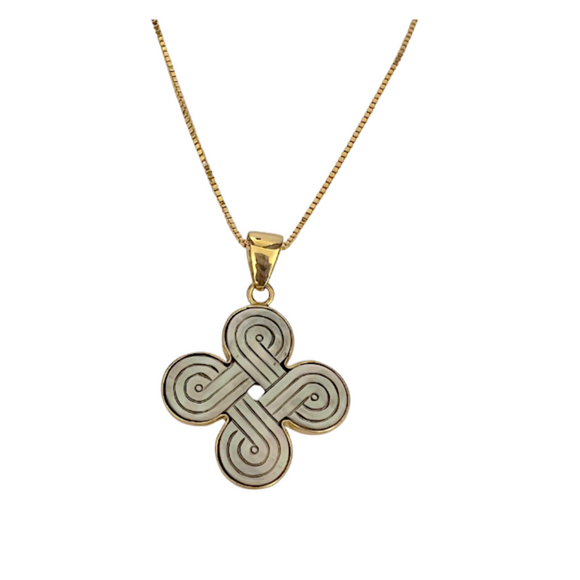 Mother of Pearl Cross Charm Necklace