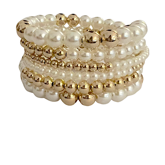 Gold and Pearl Wrap Bracelet