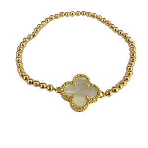 Gold Beaded Clover Bracelet