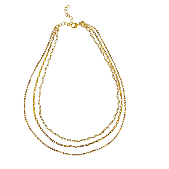 Multi-Layer Gold Pearl necklace