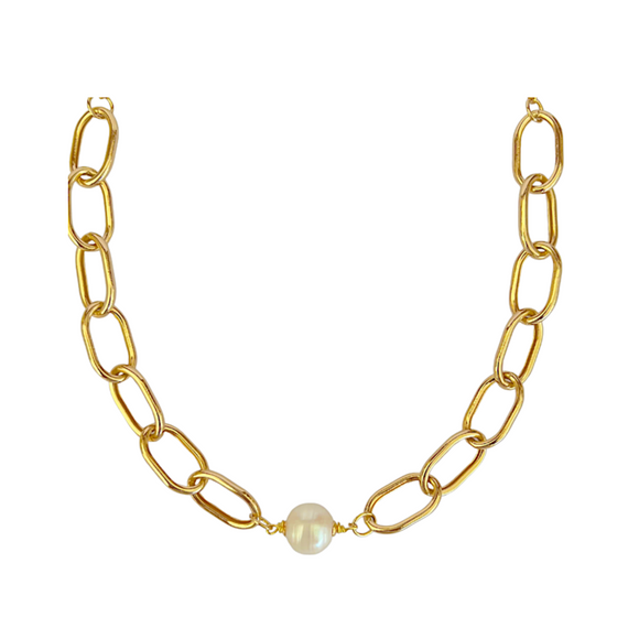 Fia Link Pearl Necklace
