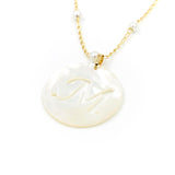 Large Mother of Pearl Initial Necklace